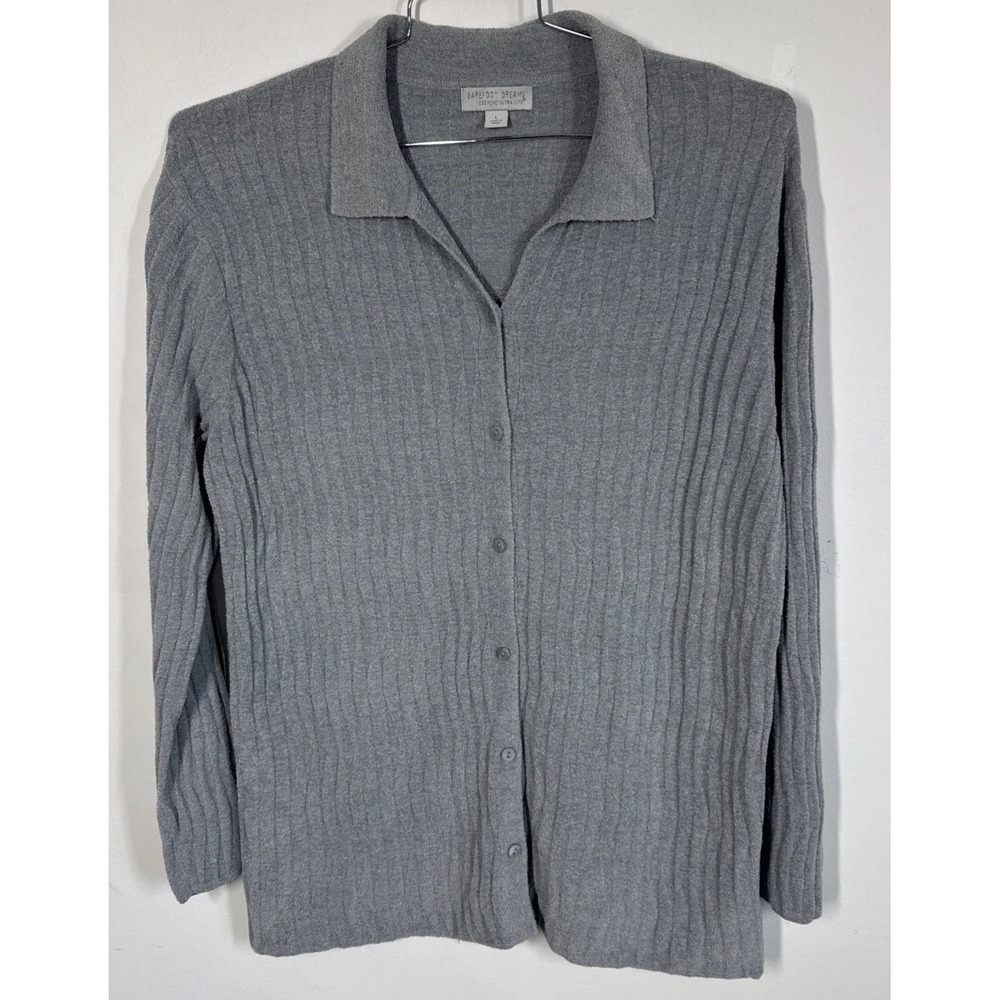Barefoot Dreams CozyChic Ultra Lite Long Sleeve Button Up‎ Wave Shirt Women's L